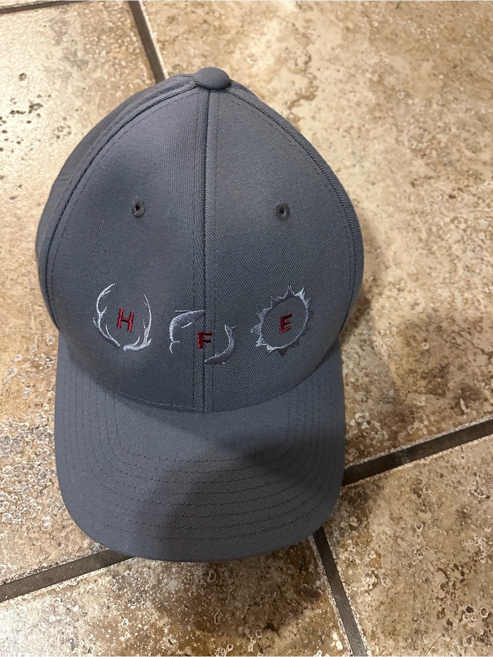 Men's Gray Embroidered Baseball Cap with H F E Accents